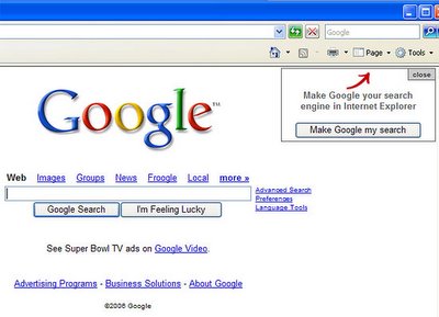 ie make google default search engine