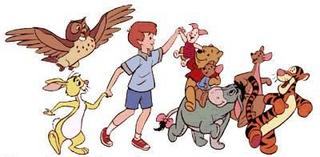 Owl, Rabbit, Christopher Robin, Piglet, Winnie the Pooh, Roo, Eeyore, Kanga and Tigger