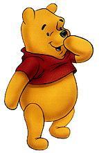 Winnie the Pooh standing with a hand near his mouth