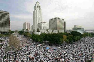 An estimated half million protest the possibility of tougher immigration laws in Los Angeles.
