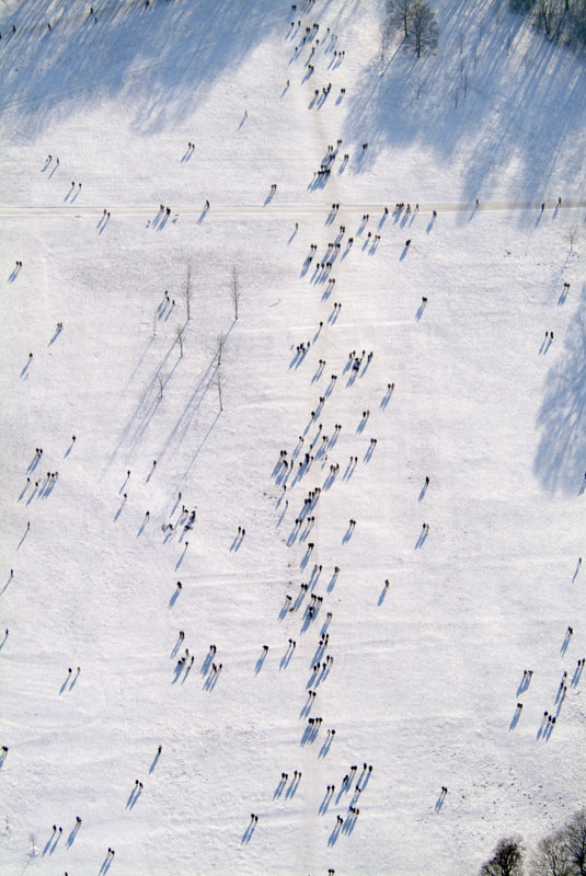 Walkers in the English Garden in winter