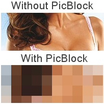 Porn image without PicBlock (above) and with PicBlock (below)