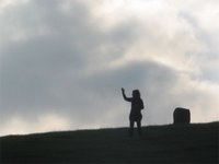 Ola on her way up the hill to the symbol stone