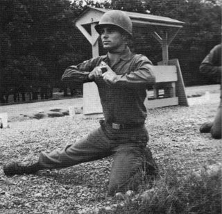 Preparing to throw a grenade in Army basic training, summer 1968