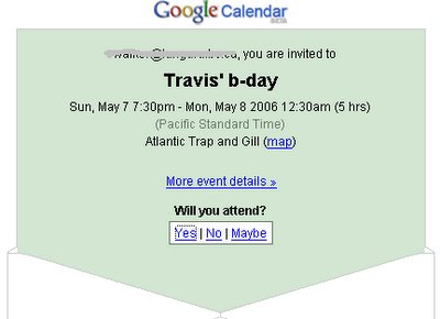 Google event invitation