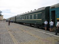 Transmongolische Eisenbahn an der Grenze China - Mongolei