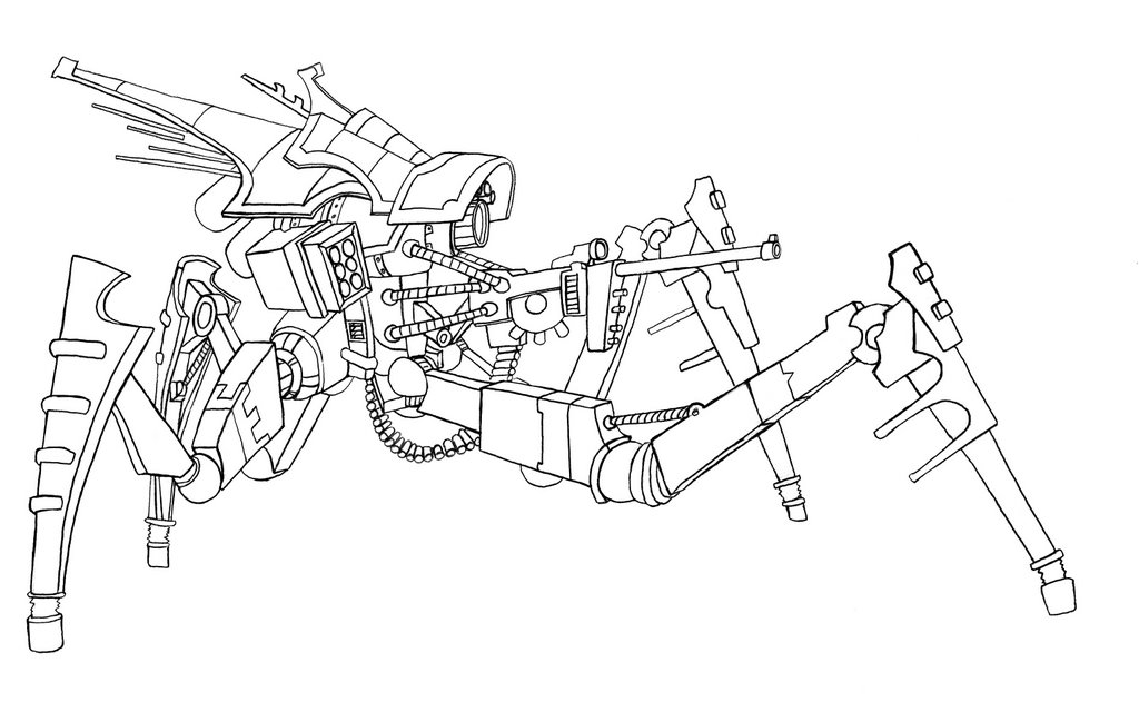 Line Art Robot : Seven strokes robot line art