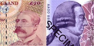 Elgar and Smith 20-pound notes