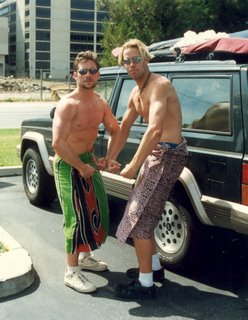 Jeremy & Noah wearing traditional sulus back in LA