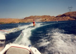 Jeremy kneeboarding on Lake Mohave