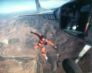 Noah jumping out of airplane at 3,000 feet