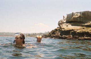 Fatima and Chad snorkeling in La Jolla