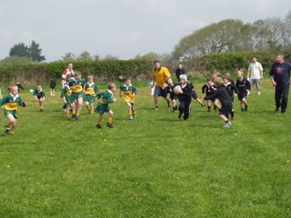 Freya on the charge. The Lomas alias Pavatotti, Renee and many other referee costumes, attempts to keep up!!