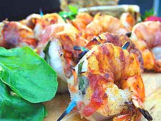 Grilled prosciutto & basil wrapped shrimp