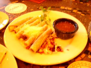 My favorite: beef taquitos with a smoked spicy sauce
