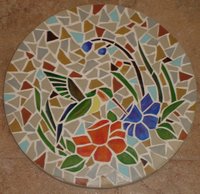 Hummingbird garden mosaic stepping stone - 2 of series of 4