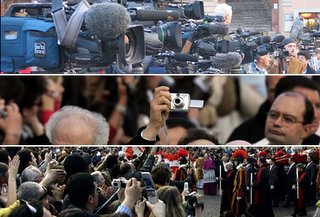 Camaras de televisión, personas con cámaras de fotos