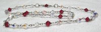 Birthstone Wire Wrap Necklace with 5 mm bicone AB white and ruby swarovski crystal necklace