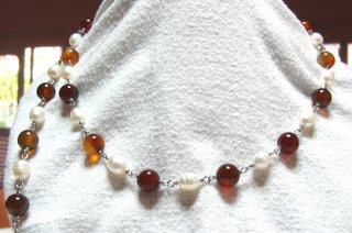 Wire wrap pearl and agate detachable necklace