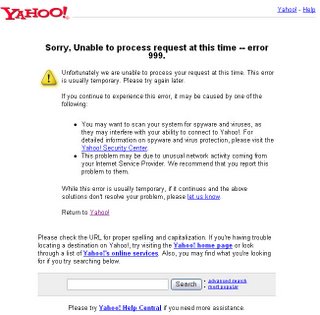 Dettaglio errore di Yahoo nelle ricerche