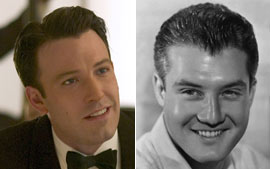 Ben Affleck em ''Hollywoodland'' e o George Reeves original 