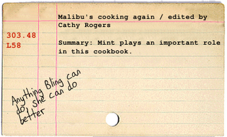 Catalog Card for Malibu Is Cooking Again