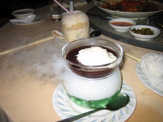 glutinous black rice pudding with ice cream