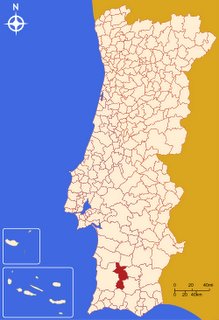 Localização do concelho de Ourique no mapa de Portugal