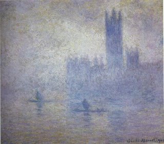 parliament in fog