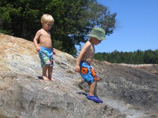 Avery and Evan on the rocks.
