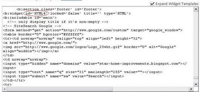 Blogger Beta template after adding adsense searchbox script