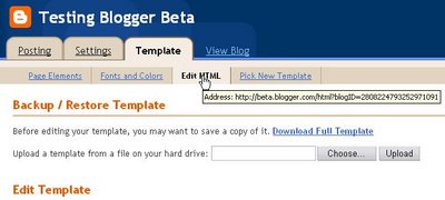 Blogger Beta edit HTML