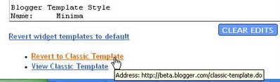 Blogger Beta, revert to classic template