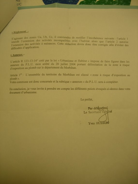 Suite de la lettre du 3 juillet 2006 du préfet