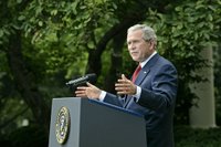 President George W. Bush holds a press conference in the Rose Garden Friday, Sept. 15, 2006. White House photo by Eric Draper.