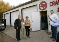 President George W. Bush and Laura Bush greet fellow voters after casting their ballots at the Crawford Fire Station in Crawford, Texas, Tuesday, Nov. 7, 2006. White House photo by Eric Draper.