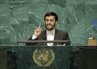 President of Iran Addresses General Debate   Mahmoud Ahmadinejad, President of the Islamic Republic of Iran, addresses the general debate of the sixtieth session of the General Assembly, today at UN Headquarters. The general debate focuses on the follow-up to the 2005 World Summit. Location: United Nations, New York, Date: 17 September 2005, Photo # 92922  UN Photo/Paulo Filgueiras.