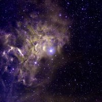Caption: A false-color image of the star AE Aurigae, embedded in a region of space containing smoke-like filaments of carbon-rich dust grains, a common phenomenon. Such dust might be hiding deuterium, an isotope of hydrogen, and stymieing astronomers' efforts to study star and galaxy formation. The FUSE satellite has surveyed the local deuterium concentration in the galaxy and found far more than expected. Because deuterium is a tracer of star and galaxy evolution, this discovery could radically alter theories about how stars and galaxy form. Credit: Credit: T.A. Rector and B.A. Wolpa, NOAO, AURA, and NSF, Usage Restrictions: None.