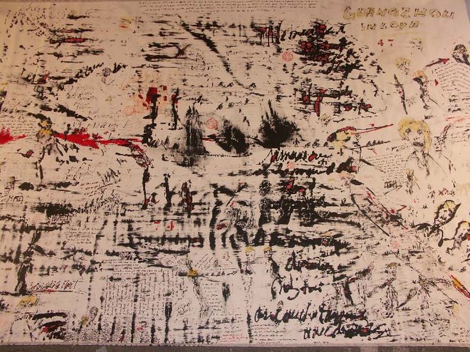 "Guangzhou in Love" 2m x 5m (detail), 2006, mixed media on canvas