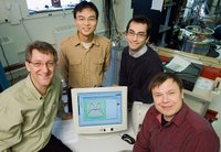 From left: Professor Paul Goldbart; Tzu-Chieh Wei, postdoctoral research associate; David Pekker, graduate research assistant; and Professor Alexey Bezryadin. Photo by L. Brian Stauffer.