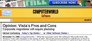 Computerworld's opinion about Vista