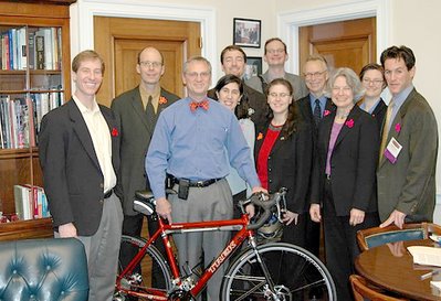 Image of Congressman Earl Blumenauer and constituents during 2006 National Bike Summit