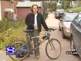 Image of female bike commuter from WTNH in Connecticut