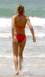 Nell McAndrew in a red bikini