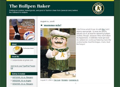 photograph picture of the San Francisco bay area food blogger bullpen baker fan of the Oaklan As