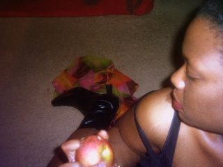 She didn't offer him the apple... she shoved it down his throat.