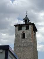 Storks nesting on a church tower