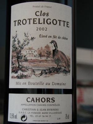 Clos Troteligotte 2002 from Domaine du Cap Blanc