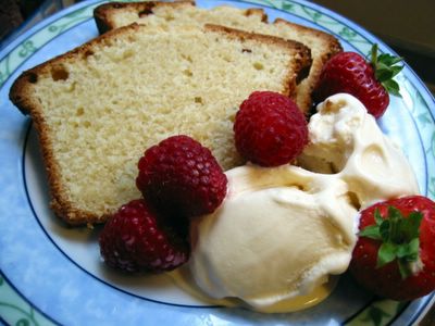 Madeira Cake with Vanilla Ice Cream