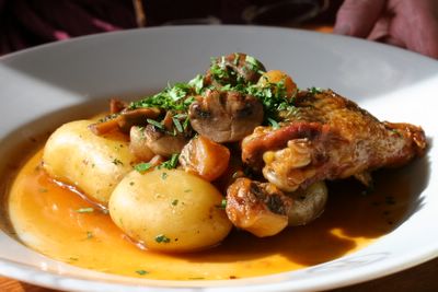 photograph of coq au vin at Riverstation restaurant and bar in Bristol, England